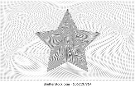 Illusion of lines and points, stylized star illusion, abstract vector background of dots. Gray background.
