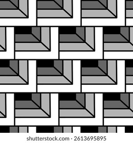 Illusion of metal profile. Square 3d. Seamless background.