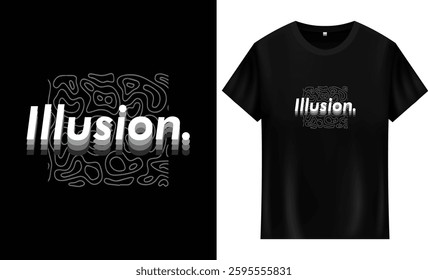  Illusion minimalist typography. T shirt design, fashion vector graphic or street wear.