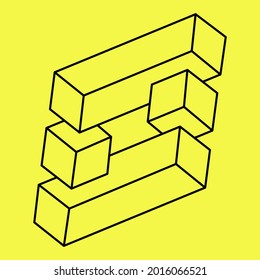 Illusion shape. 3d geometry. Optical illusion. Sacred geometry.