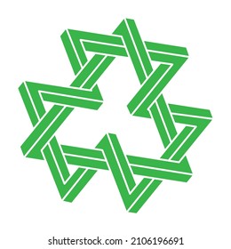 Illusion shape. 3d geometry. Optical illusion figure. Sacred geometry logo.