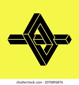 Illusion shapes. 3d geometry figure. Optical illusion object. Sacred geometry.
