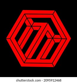 Illusion shapes. 3d geometry objects. Modern logo. Optical illusion figure. Sacred geometry. Optical art.
