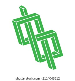 Illusion shapes. 3d geometry objects. Optical illusion figures. Sacred geometry logo.