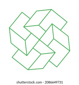 Illusion shapes. 3d geometry. Optical illusion figures. Sacred geometry objects. Logo.