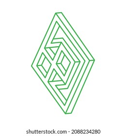 Illusion shapes. 3d geometry. Optical illusion figure. Sacred geometry.