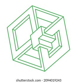 Formas de ilusión. Geometría 3d. Figuras de ilusión óptica. Objetos sagrados de geometría. Logotipo.