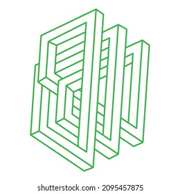 Illusion shapes. 3d geometry. Optical illusion figures. Sacred geometry logo.