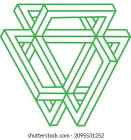 Illusion shapes. 3d geometry. Optical illusion figures. Sacred geometry logo.