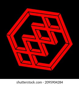 Illusion shapes. 3d geometry. Optical illusion figures. Sacred geometry. Modern logo.