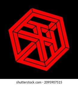 Illusion shapes. 3d geometry. Optical illusion figures. Sacred geometry modern logo.