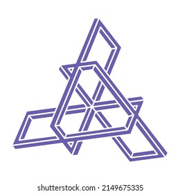 Illusion shapes. 3d geometry. Optical illusion figure. Sacred geometry. Logo.