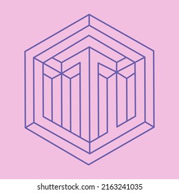 Illusion shapes. 3d geometry pattern. Optical illusion figure. Sacred geometry. Logo.