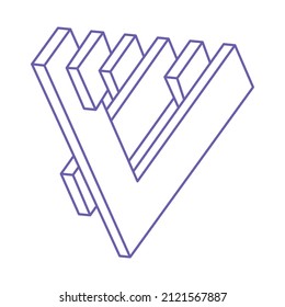Illusion shapes. 3d geometry tattoo in trendy 2022 Very Peri color. Optical illusion figures. Sacred geometry.