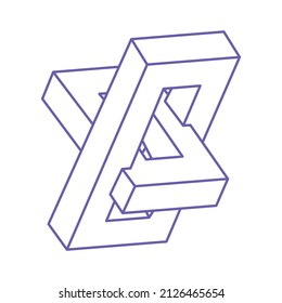 Illusion shapes. 3d geometry tattoo. Optical illusion figures. Sacred geometry. Logo in trendy 2022 Very Peri color.
