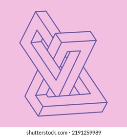 Illusion shapes. 3d geometry tattoo. Optical illusion figures. Sacred geometry object. Logo.