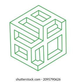 Illusion shapes. 3d modern geometry. Optical illusion figure. Sacred geometry. Logo.