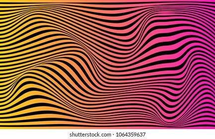 Illusion of stripes, background of a fashionable gradient of social networks. Background of lines and waves. Solar zebra abstract stripes.