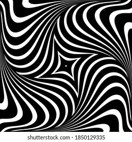 Illusion of swirl rotation movement. Abstract op art design. Vector illustration.
