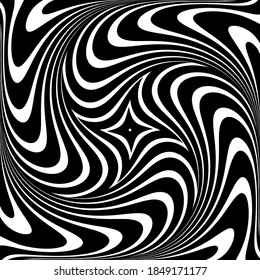 Illusion of swirl vortex movement. Abstract op art design. Vector illustration.