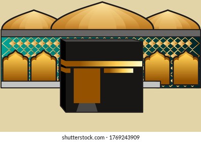 Illusion, die die Kaaba mit einem mosque Hintergrund darstellt