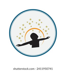 illusion vector graphics for children's dream logo in simple style, children icon illustration on gray background