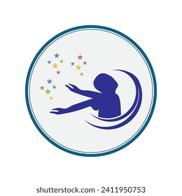 illusion vector graphics for children's dream logo in simple style, children icon illustration on gray background