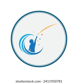 illusion vector graphics for children's dream logo in simple style, children icon illustration on gray background