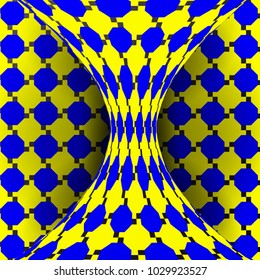 Illusion Vector. Optical 3d Art. Rotation Dynamic Optical Effect. Swirl Illusion. Delusion, Endless, Fallacy. Geometric Magic Background Illustration
