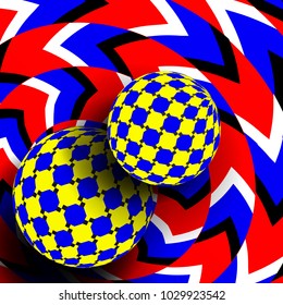 Illusion Vector. Optical 3d Art. Rotation Dynamic Optical Effect. Swirl Illusion. Movement Executed In The Form. Psychedelic Distortion Dynamic Effect. Geometric Magic Background Illustration
