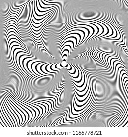 Illusion of vortex torsion movement. Abstract  lines design. Vector art.