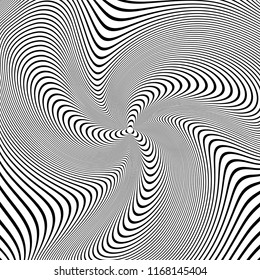 Illusion of vortex torsion movement. Abstract  lines design. Vector art.