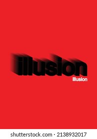 Illusion word typhograpy black blend effect with red background