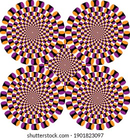 Illusion.Circles of rotation. Optical illusion. Spin Cycle. Optical illusion background. Bright background with optical.