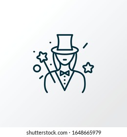 Illusionist icon line symbol. Premium quality isolated magician woman element in trendy style.