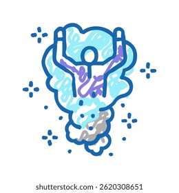 Illusionist, der magische Doodle-Symbol-Skizze-Vektor. Illusionist, der ein Zauberzeichen aufführt. einzelne Symbolgrafik