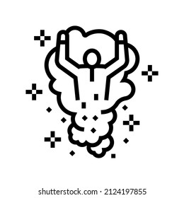ilusionista interpretando el vector de icono de línea mágica. ilusionista interpretando una señal mágica. símbolo de contorno aislado ilustración negra