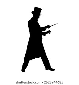  Illusionist silhouette, magician - vector illustration