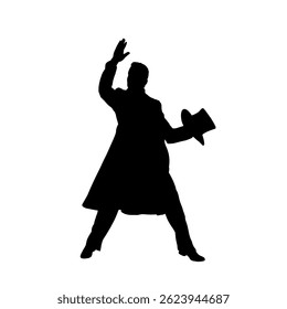  Illusionist silhouette, magician - vector illustration