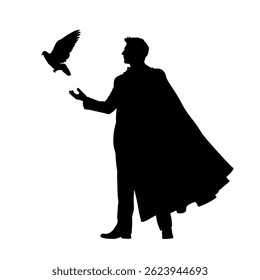  Illusionist silhouette, magician - vector illustration