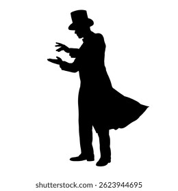  Illusionist silhouette, magician - vector illustration