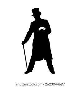  Illusionist silhouette, magician - vector illustration