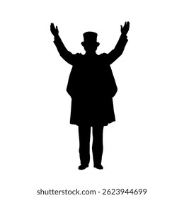  Illusionist silhouette, magician - vector illustration