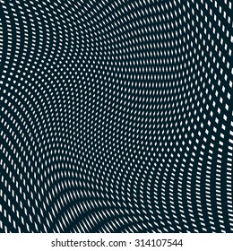 Illusive background with black chaotic lines, moire style. Contrast geometric trance pattern.