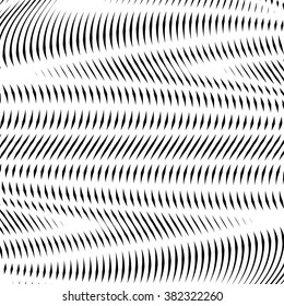 Illusive background with black chaotic lines, moire style. Contrast geometric trance pattern.