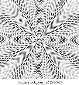 Illusive background with black lines, moire style. Contrast geometric trance pattern, optical backdrop. 