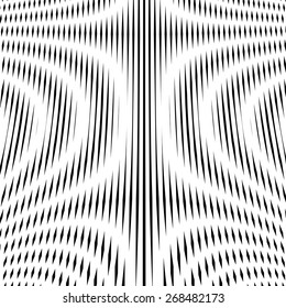 Illusive background with black lines, moire style. Contrast vector geometric trance pattern, optical backdrop. 