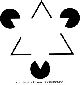 illusory contour or subjective contour. geometric triangle. visual illusion