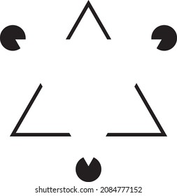 illusory outlines , visual illusions kanizsa's triangle these fragments separated in space, give the impression of a bright white triangle, defined by a sharp illusory outline comprising three circles