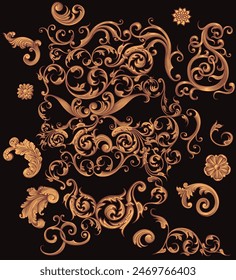 Ein illusionäres Porträt eines Mannes aus dekorativen Elementen. Bearbeitbare handgezeichnete Illustration. Vektorgrafik Vintage Gravur. Isoliert auf schwarzem Hintergrund. 8 EPS
